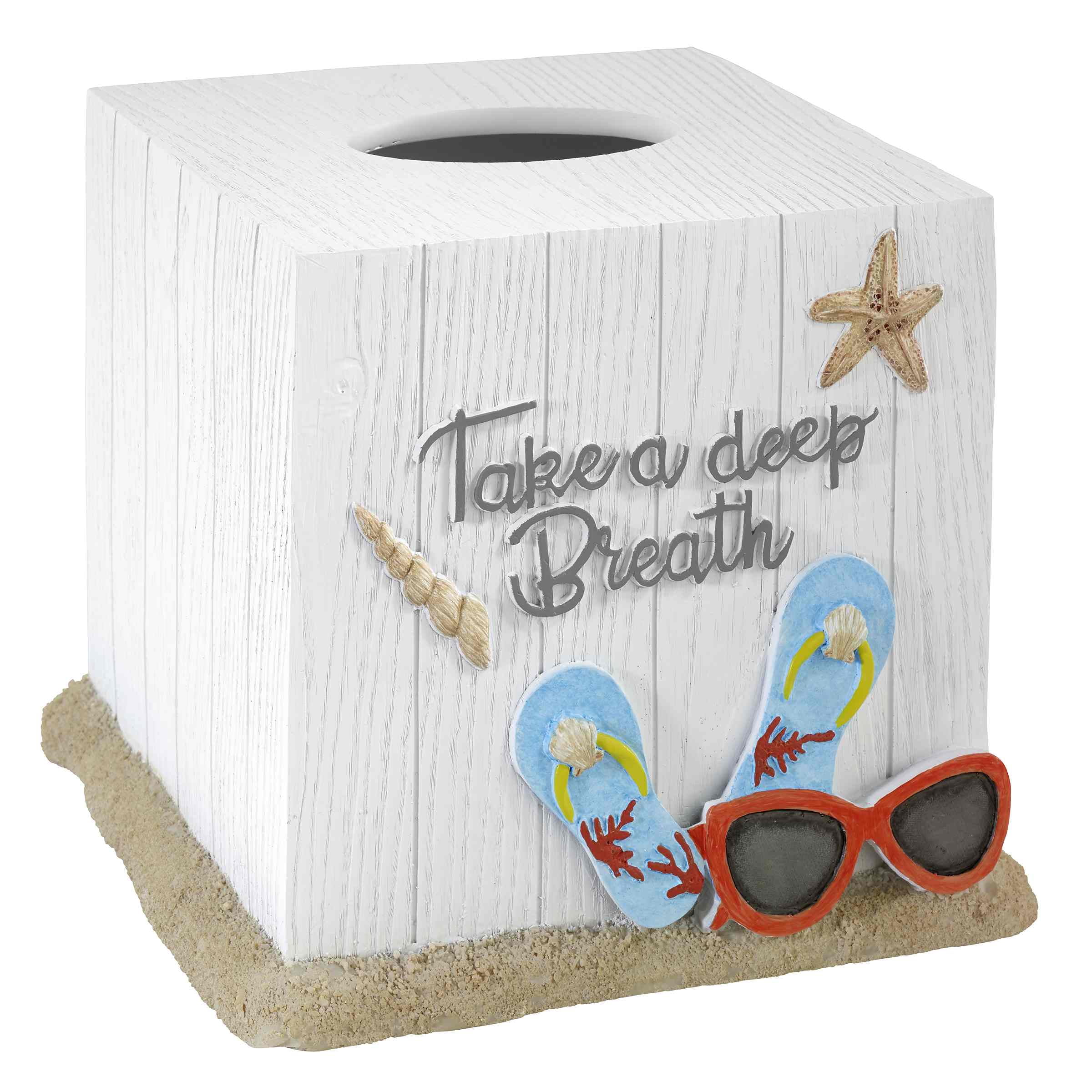 White and Sand Resin Beach Mode Tissue Box Cover
