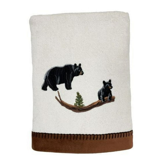 Avanti Linens Black Bear Lodge Embroidered Ivory Bath Towel