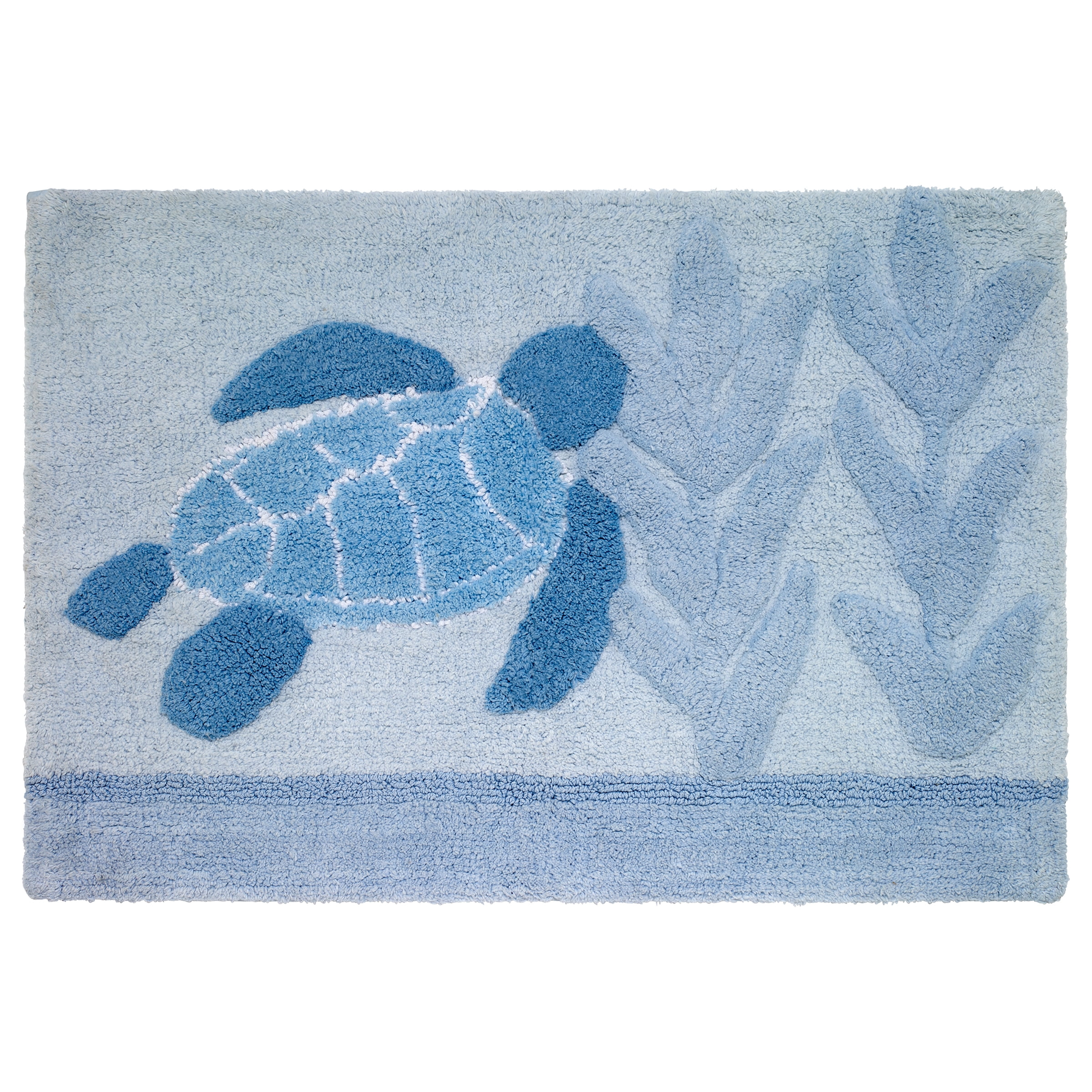 Blue Sea Turtle Cotton Bath Rug