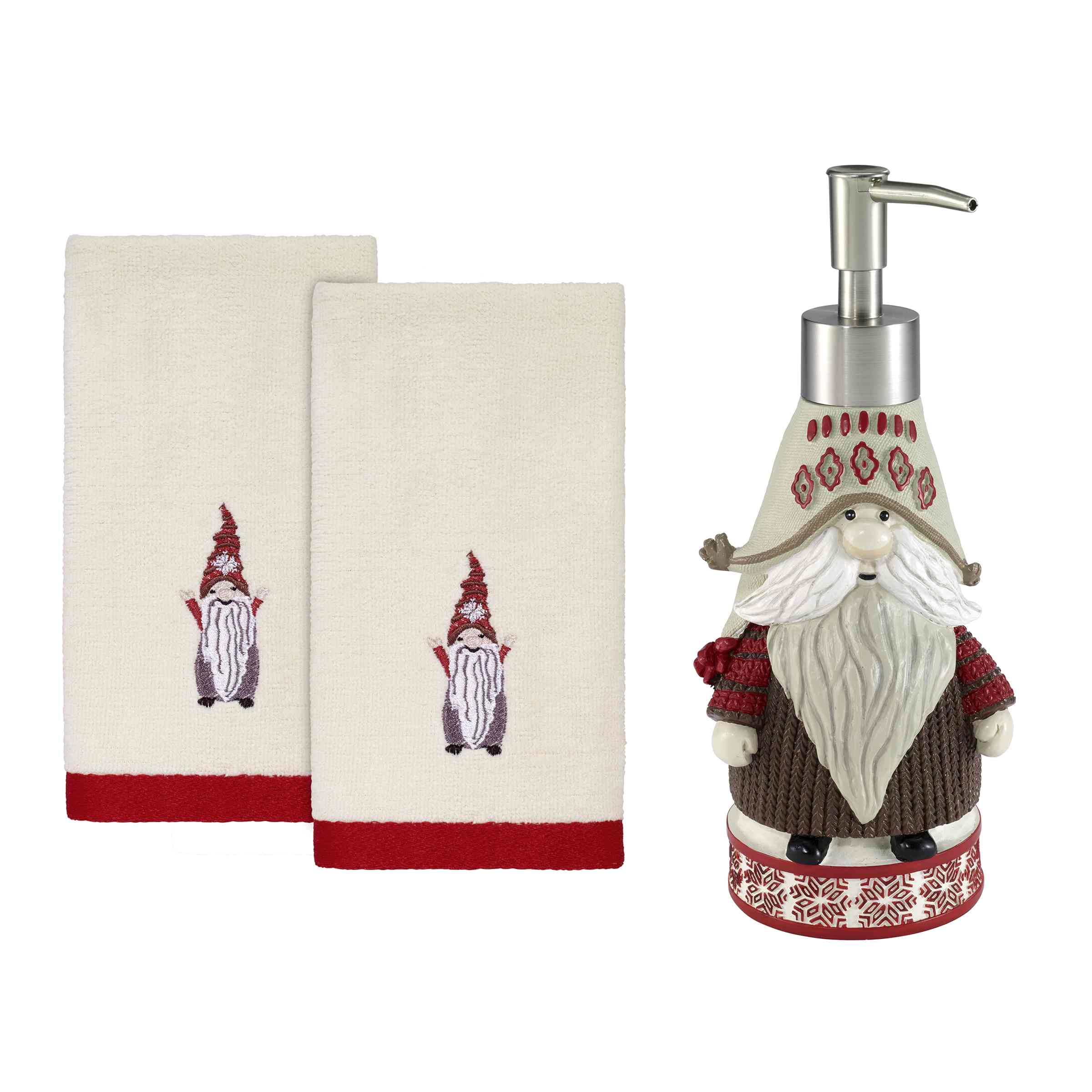 Christmas Gnomes Resin Lotion Dispenser with Cotton Towels