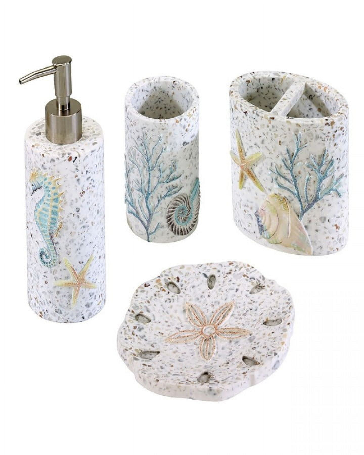 Coastal Terrazzo Resin 4-Piece Bath Accessory Set