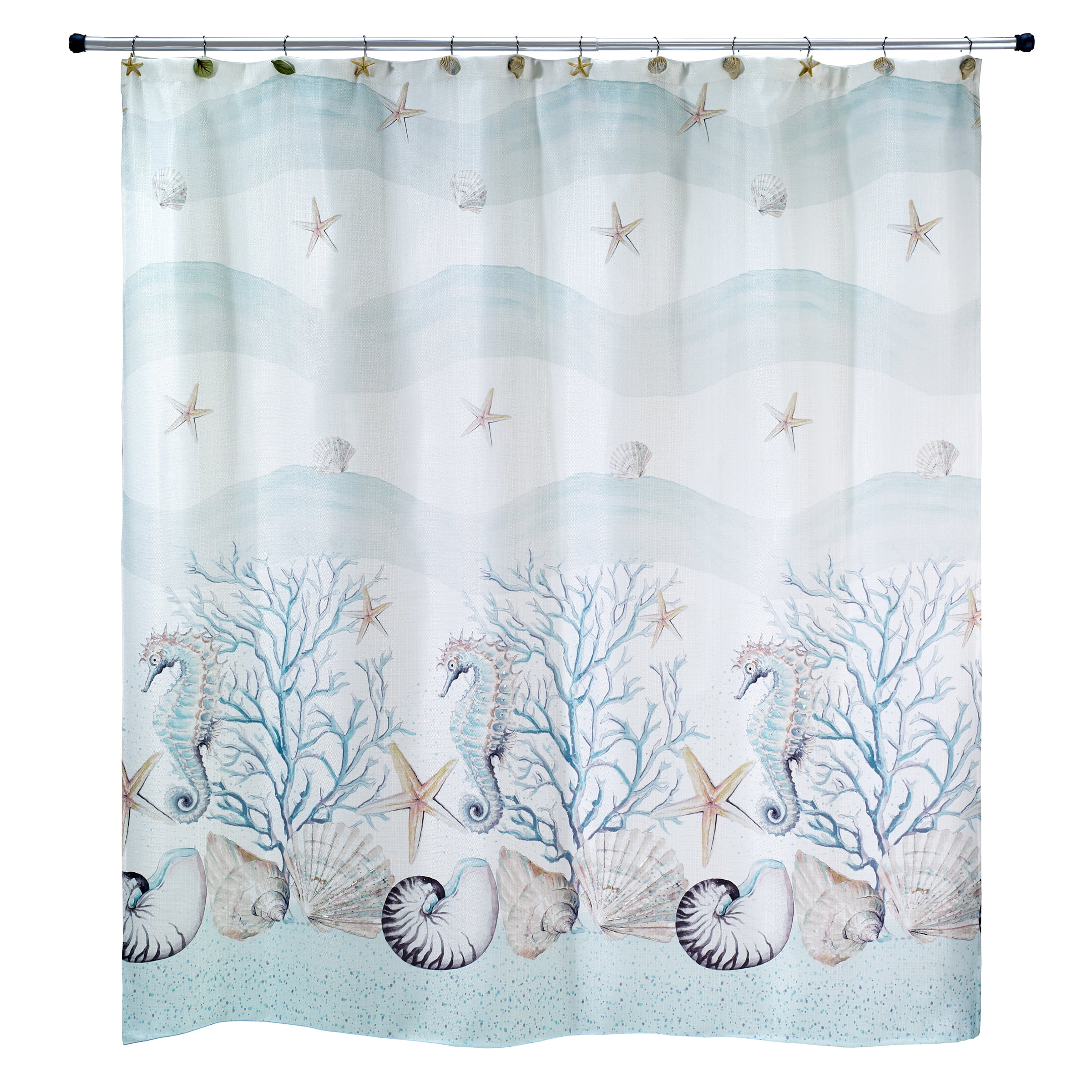 Coastal Terrazzo Multicolor Polyester Shower Curtain with Undersea Print