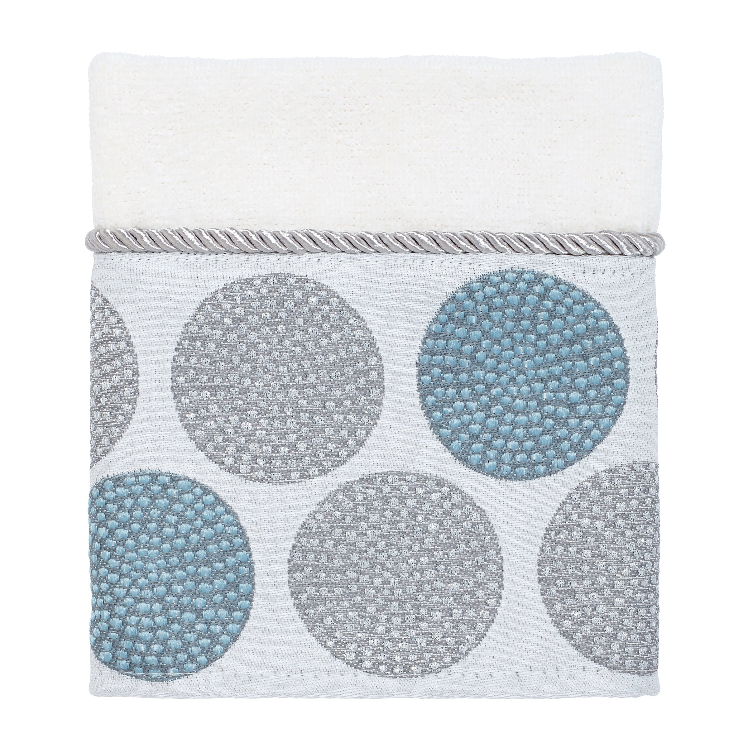 White and Gray Cotton Washcloth with Dotted Circles Design