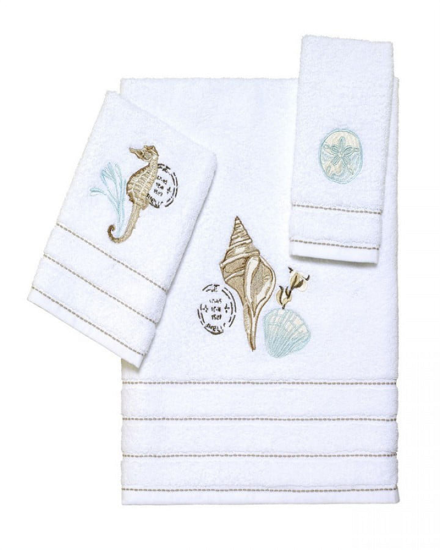 Farmhouse Shell White Cotton 3-Piece Towel Set