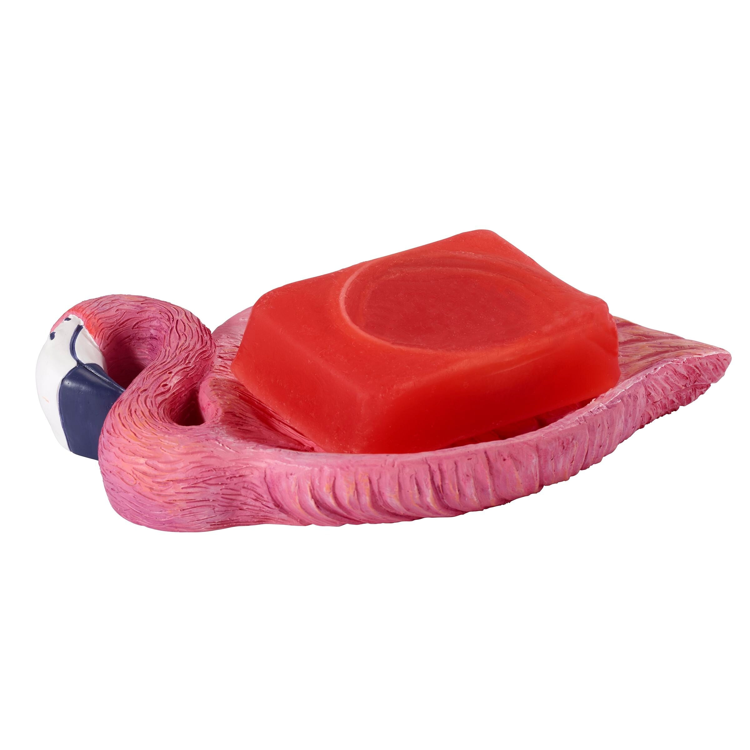 Hand-Painted Pink Flamingo Resin Soap Dish