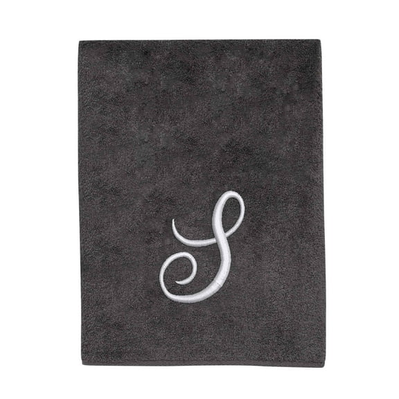 Avanti Linens Granite/Silver Script Monogram Bath Towel Letter S - Bath Towel