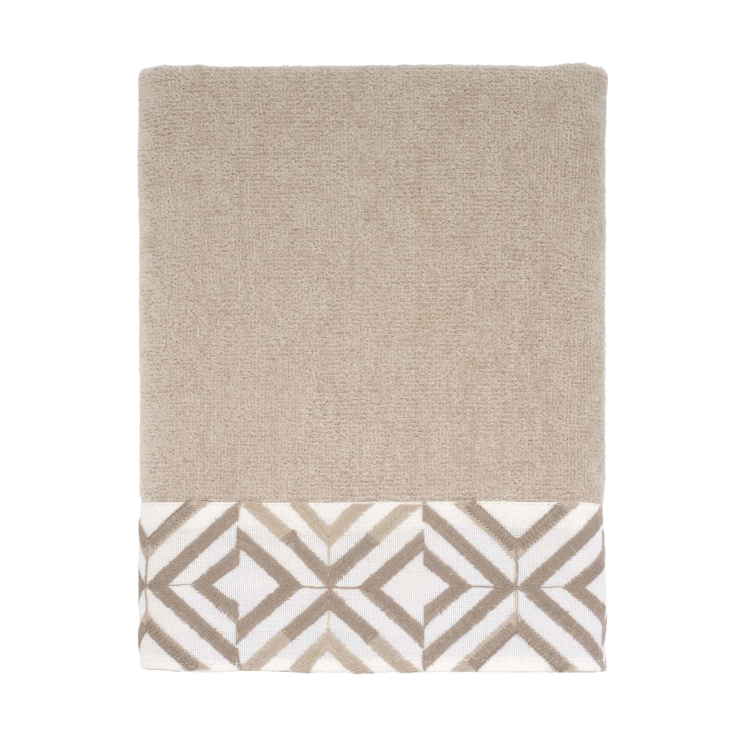 Ivory and Beige Cotton Polyester Hand Towel Set