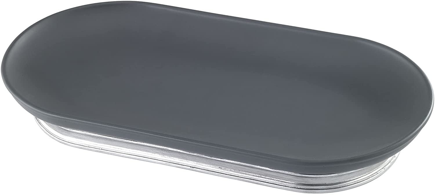 Gray and Silver Plastic Vanity Tray