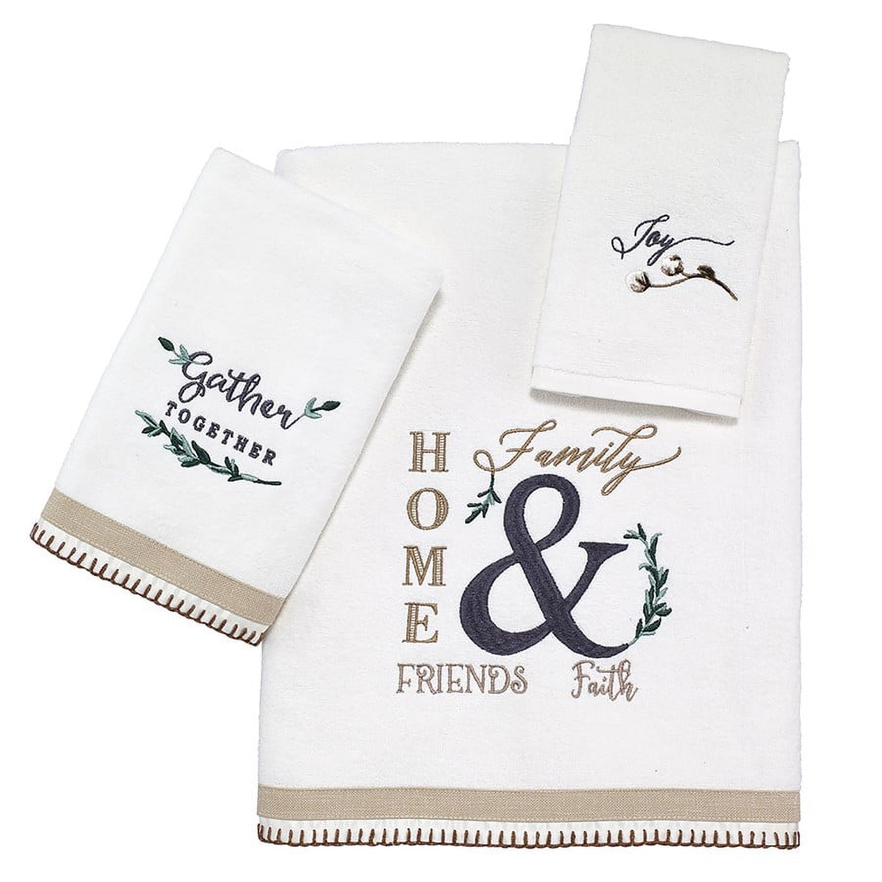 White Cotton Modern Farmhouse Embroidered Towel Set