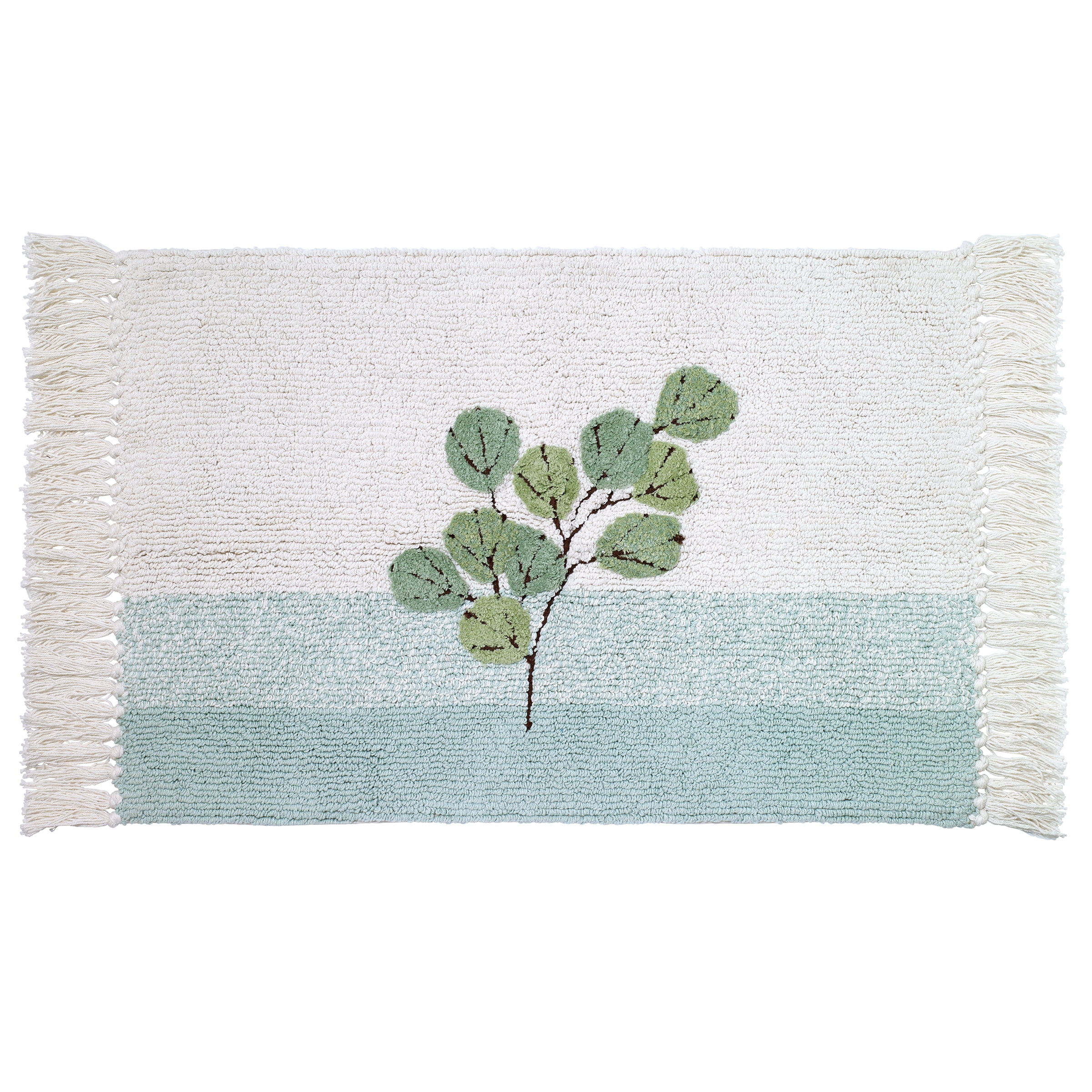 Avanti Ombre Leaves Cotton Bath Rug with Fringe