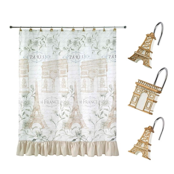 Avanti Linens Paris Botanique Shower Curtain & Hook Set