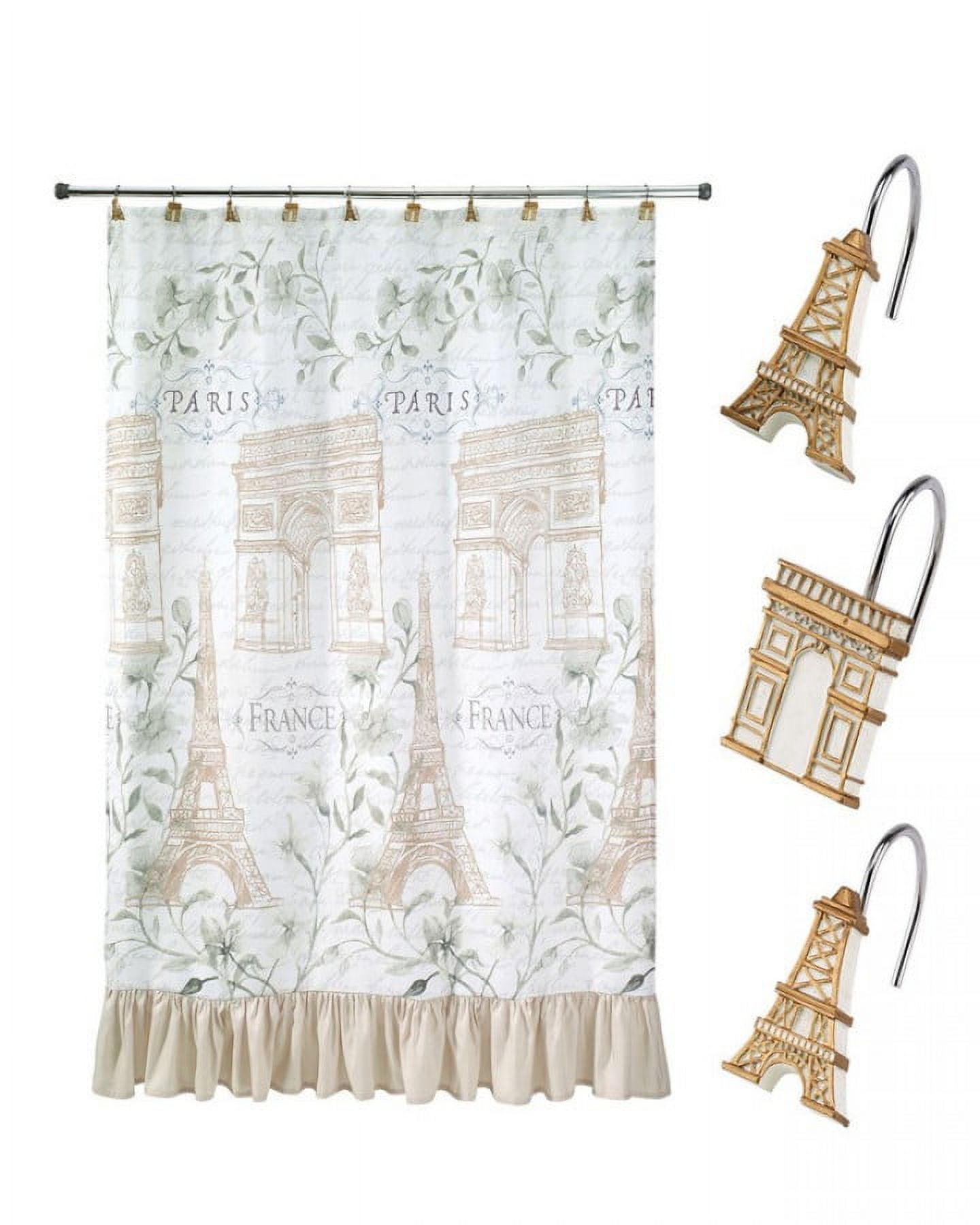 Paris Botanique Ivory and Gold Shower Curtain Set