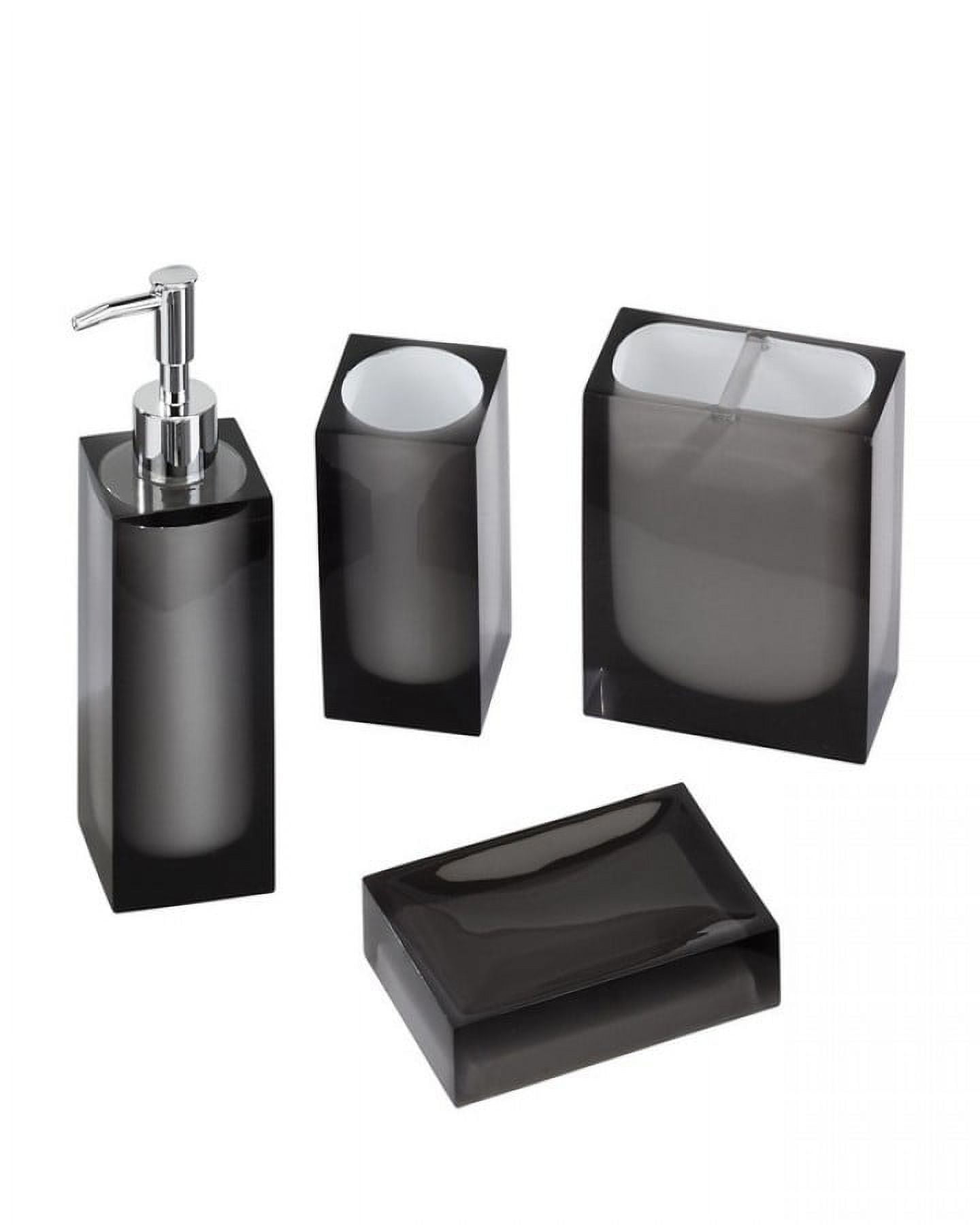 Clear and Gray Resin 4-Piece Bath Accessory Set