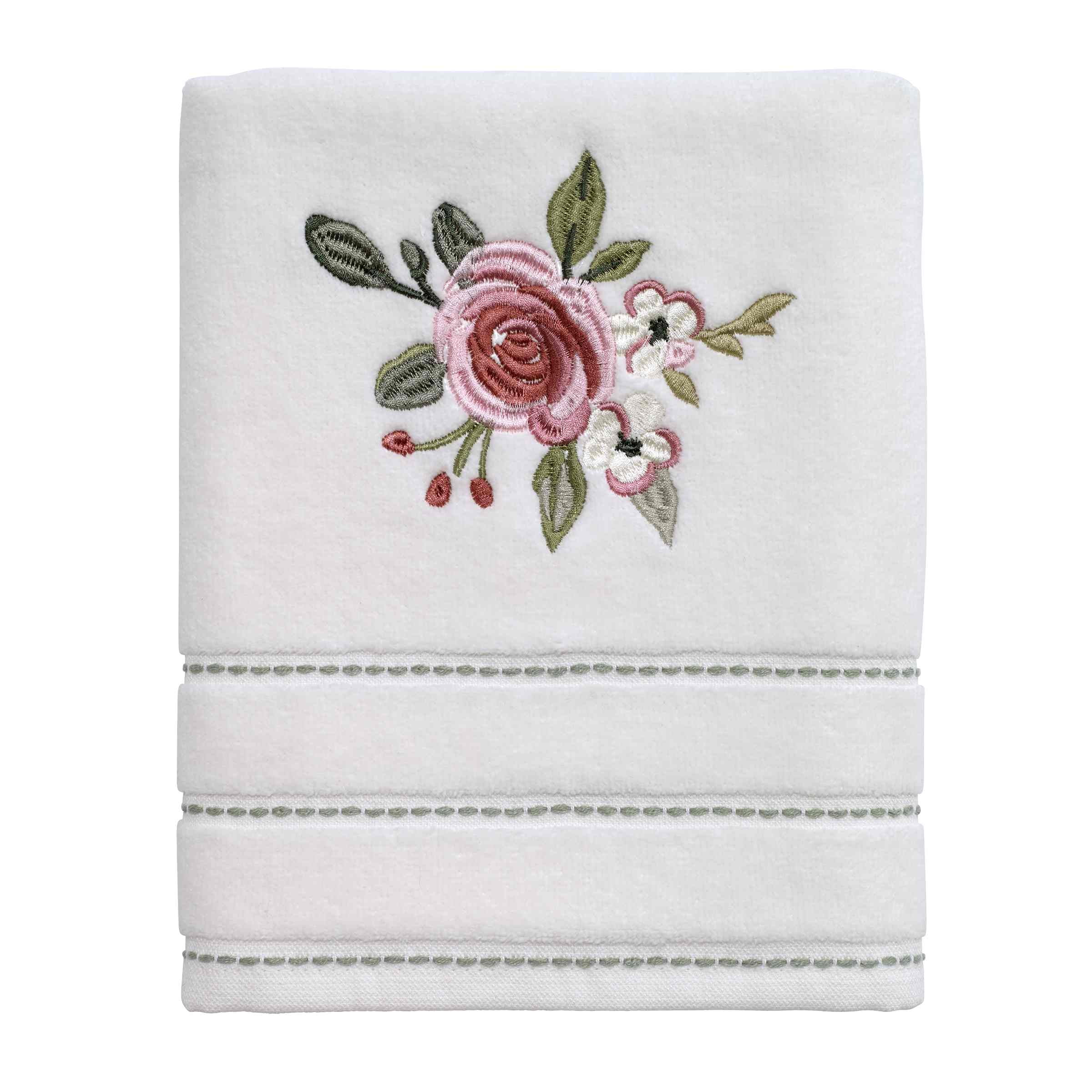 Elegant Floral Embroidered Cotton Hand Towel Set
