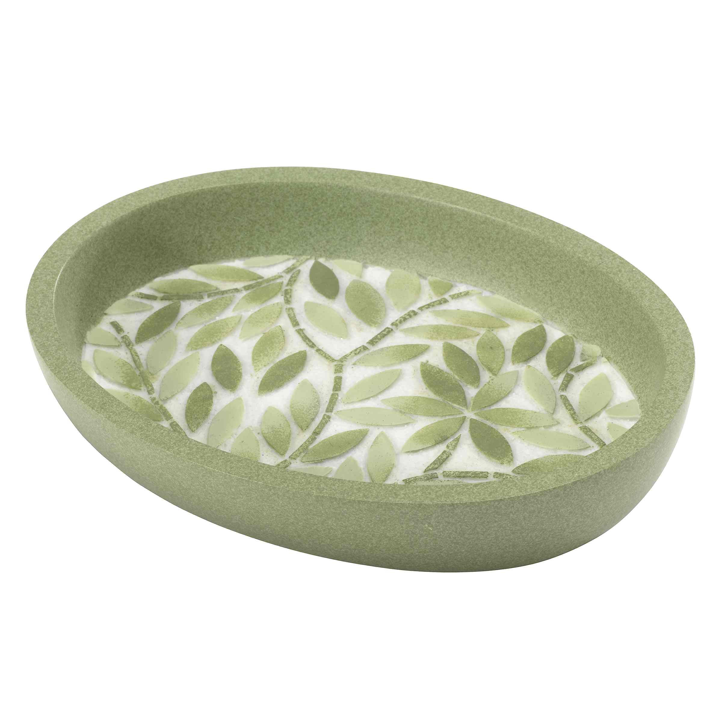 Avanti Green Hand-Painted Resin Leaf Design Soap Dish