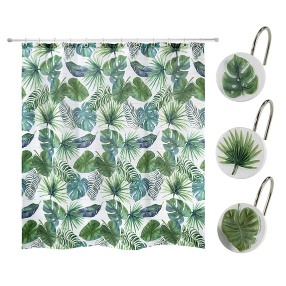 Avanti Linens Viva Palm Shower Curtain & Hook Set