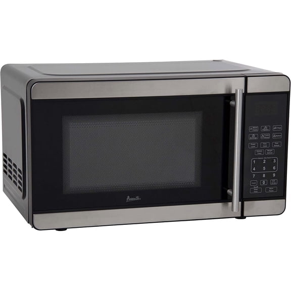 Avanti MT7V3S Microwave Oven 700-Watts Compact with 6 Pre Cooking Settings, Speed Defrost, Electronic Control Panel and Glass Turntable, Metallic