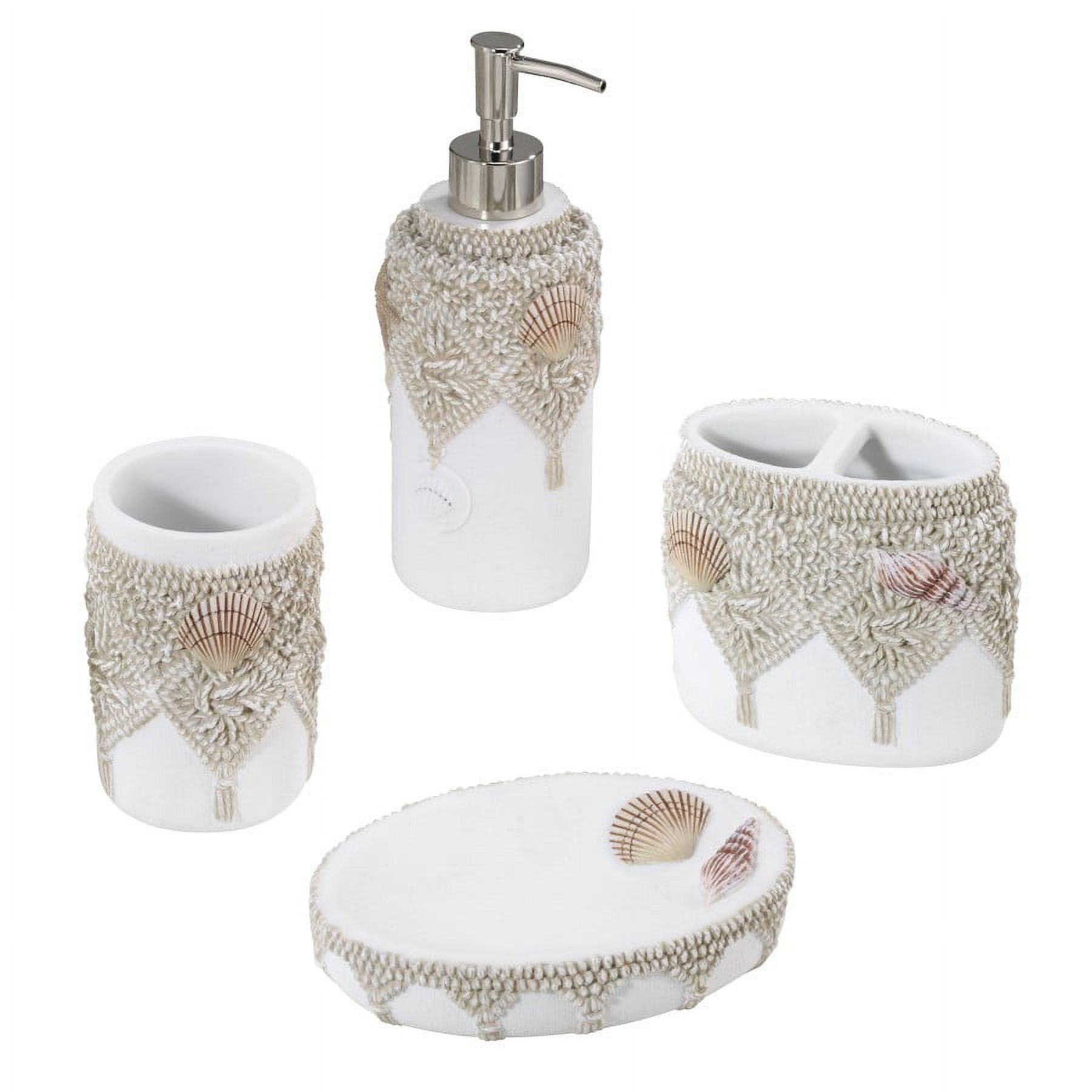 Avanti Macrame Shells Bath Accessory 4 Pc Set