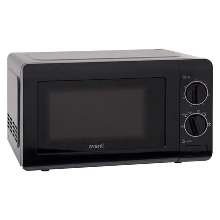 Avanti Microwave Oven with Mechanical Dials, 0.7 cu. ft. Capacity, 700W Cooking Power, Space-Saving Design in Black (MM07V1B)