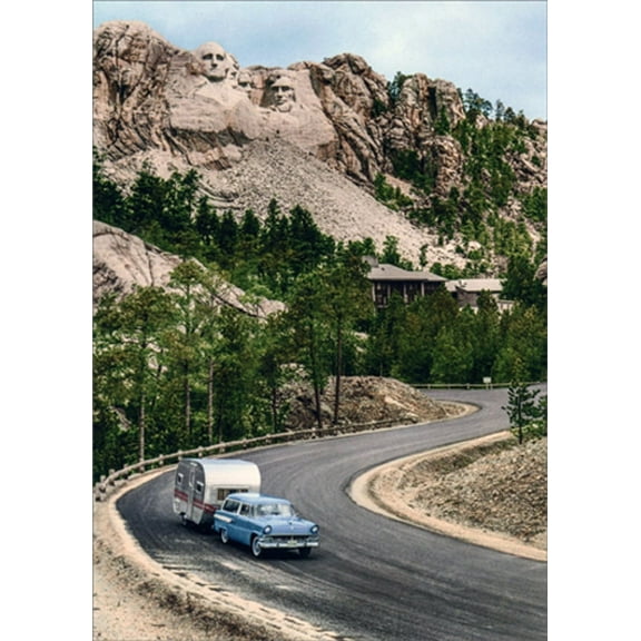 Avanti Press Car and Camper Driving at Mt. Rushmore America Collection Goodbye Card