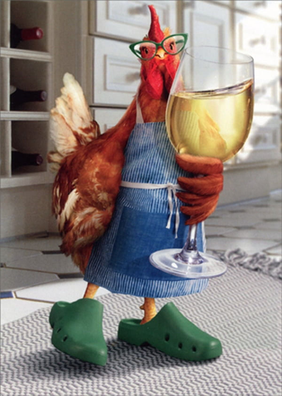 Avanti Press Chicken Mom Holding Wine Glass Funny / Humorous