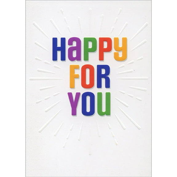 Avanti Press Colorful 'Happy For You' Letters and Embossed Starbursts Good Bye Card