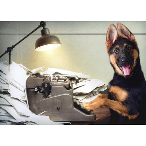 Avanti Press Dog Typing at Vintage Typewriter Funny / Humorous Thank You Card