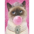 thumbnail image 1 of Avanti Press Fancy Cat Wearing Tiara, Pearl Necklace and Blowing Pink Bubble Funny Feminine Birthday Card, 1 of 2