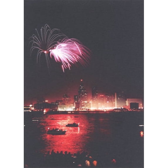 Avanti Press Fireworks Over Detroit River Historic Detroit Blank Note Card