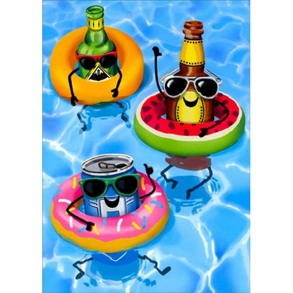 Avanti Press Floating Beverages : Inflatable Tubes A-Press Humorous : Funny Birthday Card