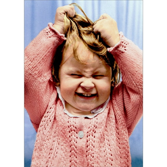 Avanti Press Little Girl with Scrunched Face Pulling Her Hair Funny / Humorous Just For Fun, Just Because, Hello, Hi, Thinking of You Greeting Card