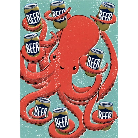 Avanti Press Octopus With Beers Funny / Humorous A-Press Birthday Card For Him / Man