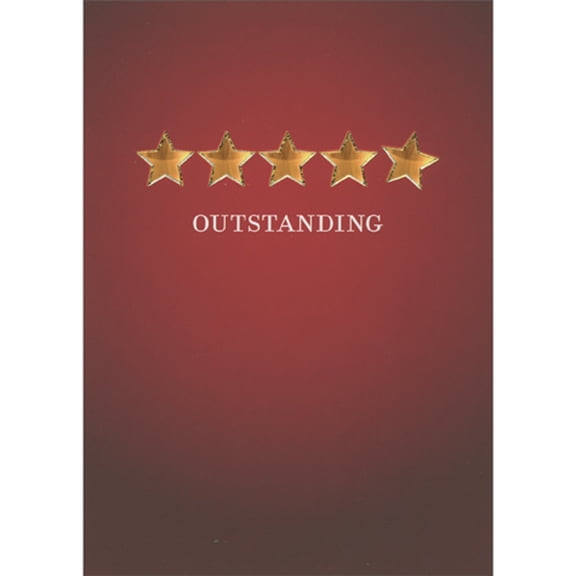 Avanti Press Outstanding: 5 Embossed Gold Foil and Brown Stars on Dark Red Congratulations Card