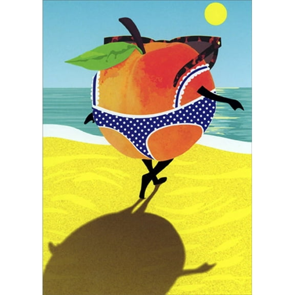 Avanti Press Peach Wearing Thong Swimsuit A-Press Funny Birthday Card for Her / Woman
