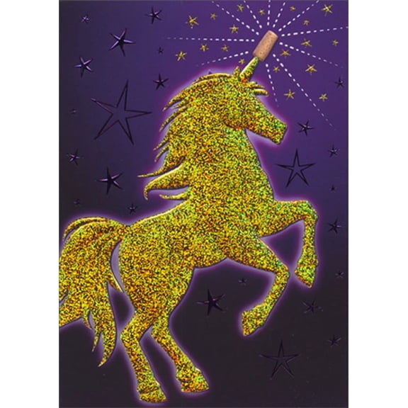 Avanti Press Shimmering Gold Unicorn Corkscrew A-Press Humorous : Funny Birthday Card