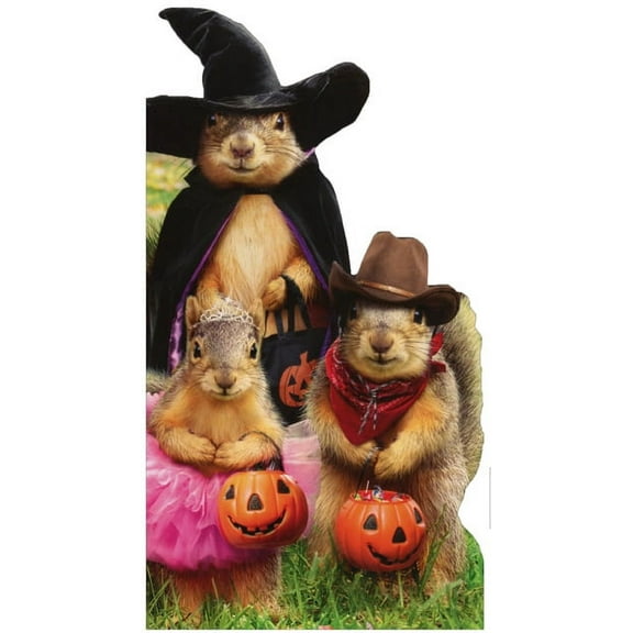 Avanti Press Squirrel Trick Or Treaters Little Big Funny Die Cut Halloween Card