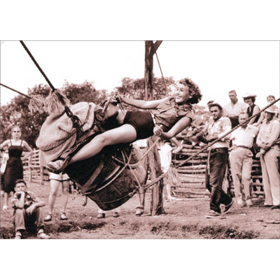 Avanti Press Woman On Bucking Barrel America Collection Funny Birthday Card for Her