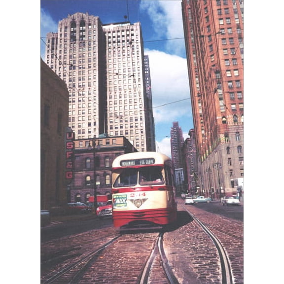 Avanti Press Woodward Avenue Streetcar Historic Detroit Blank Note Card