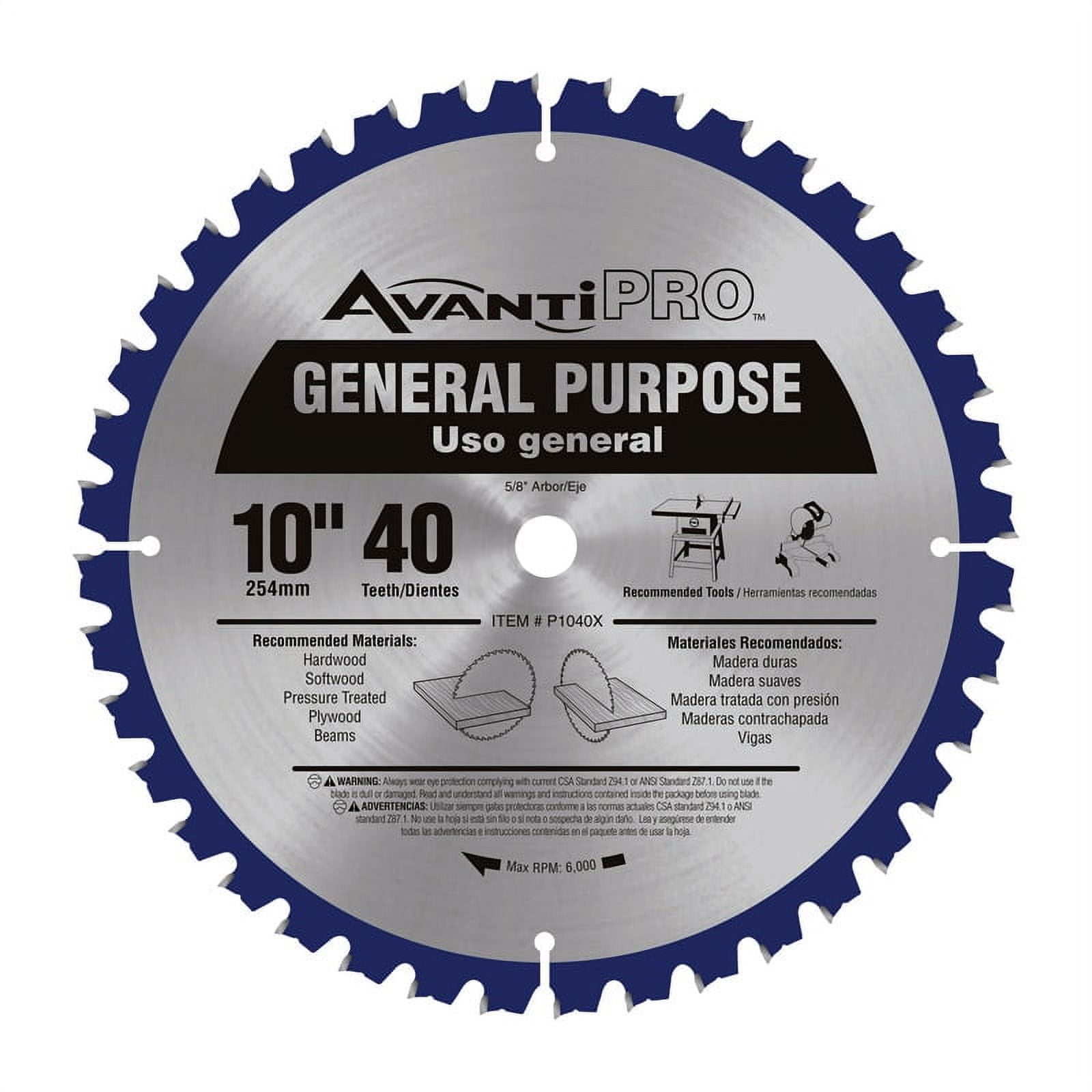 Avanti Pro 10 in. Dia. x 5/8 in. General Purpose Carbide Tipped