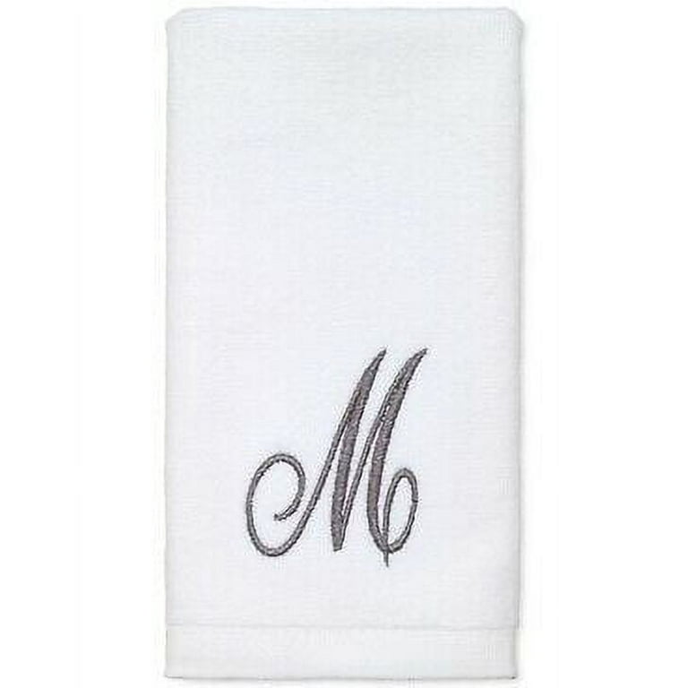 Avanti Monogram Script Letter M 100% Cotton 3-Pc. Towel Set - White /  Silver