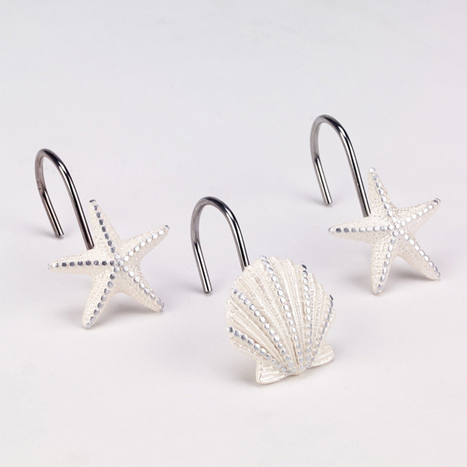 Avanti Linens Sequin Shells Set of 12 Shower Hooks