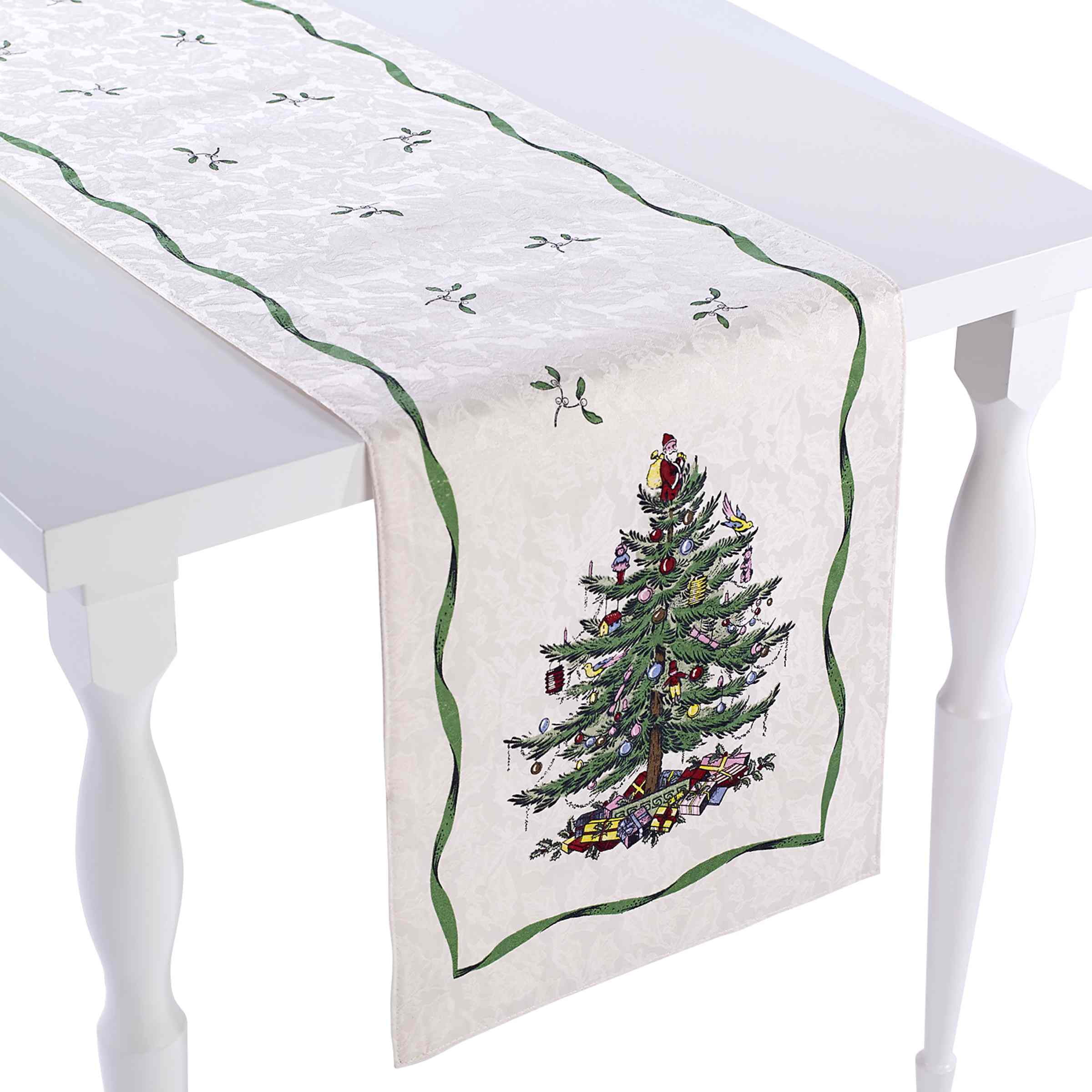 Holiday Christmas Tree Cotton Polyester Table Runner