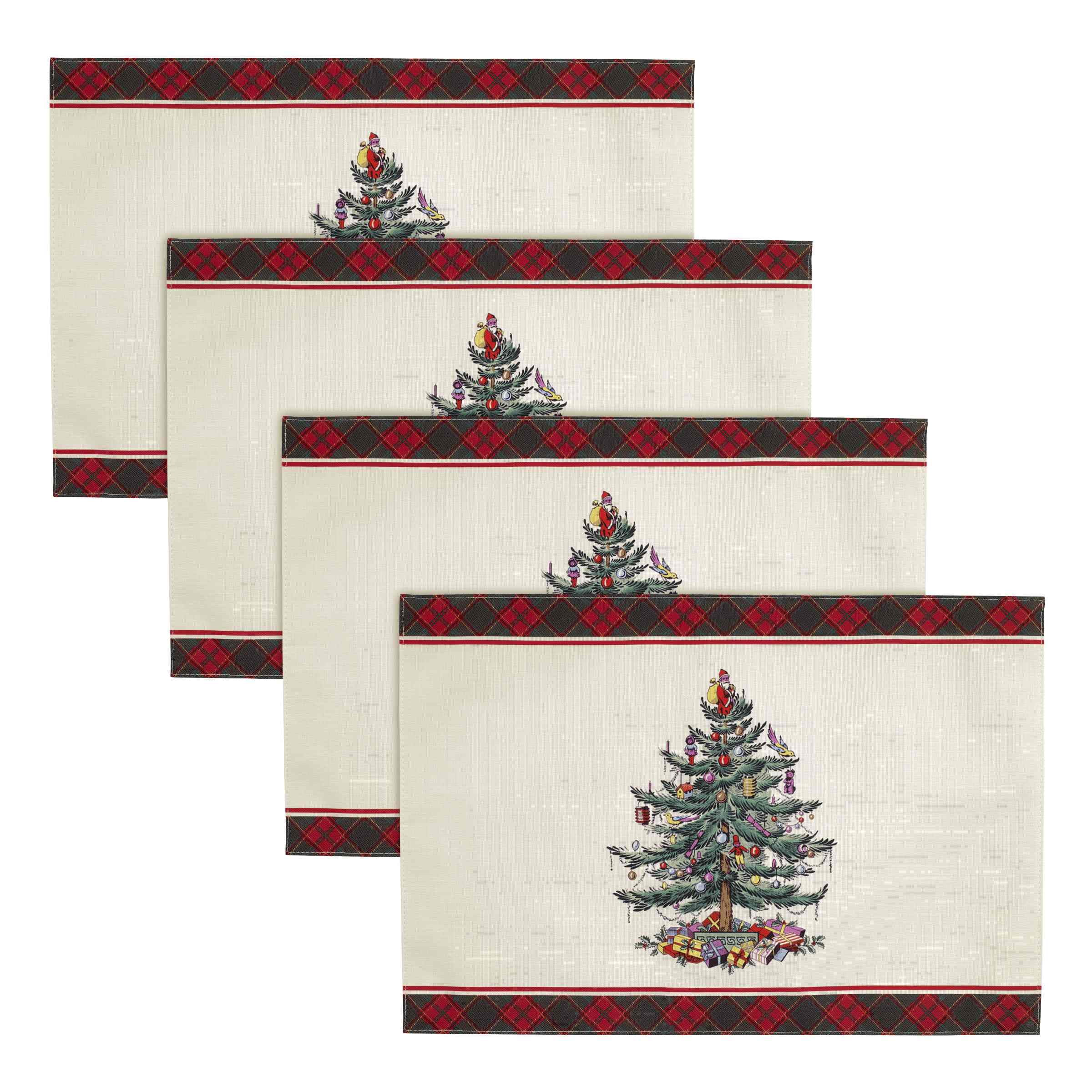 Christmas Tree Tartan Red and Green Placemat Set of 4