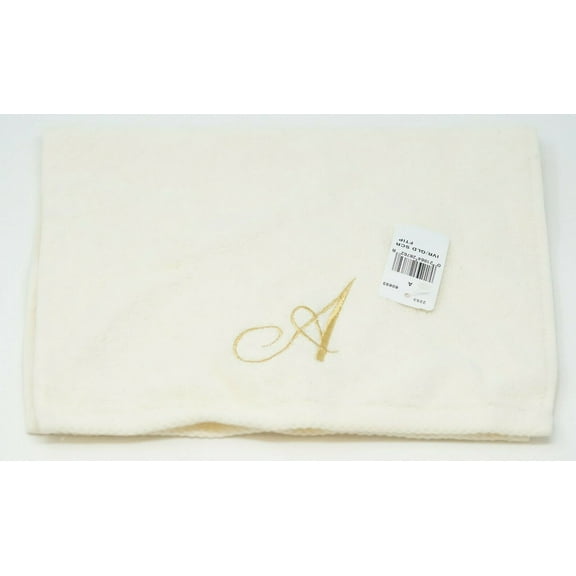 Avanti Towels, Monogram Initial Script Ivory and Gold 11 x 18 Inch Fingertip