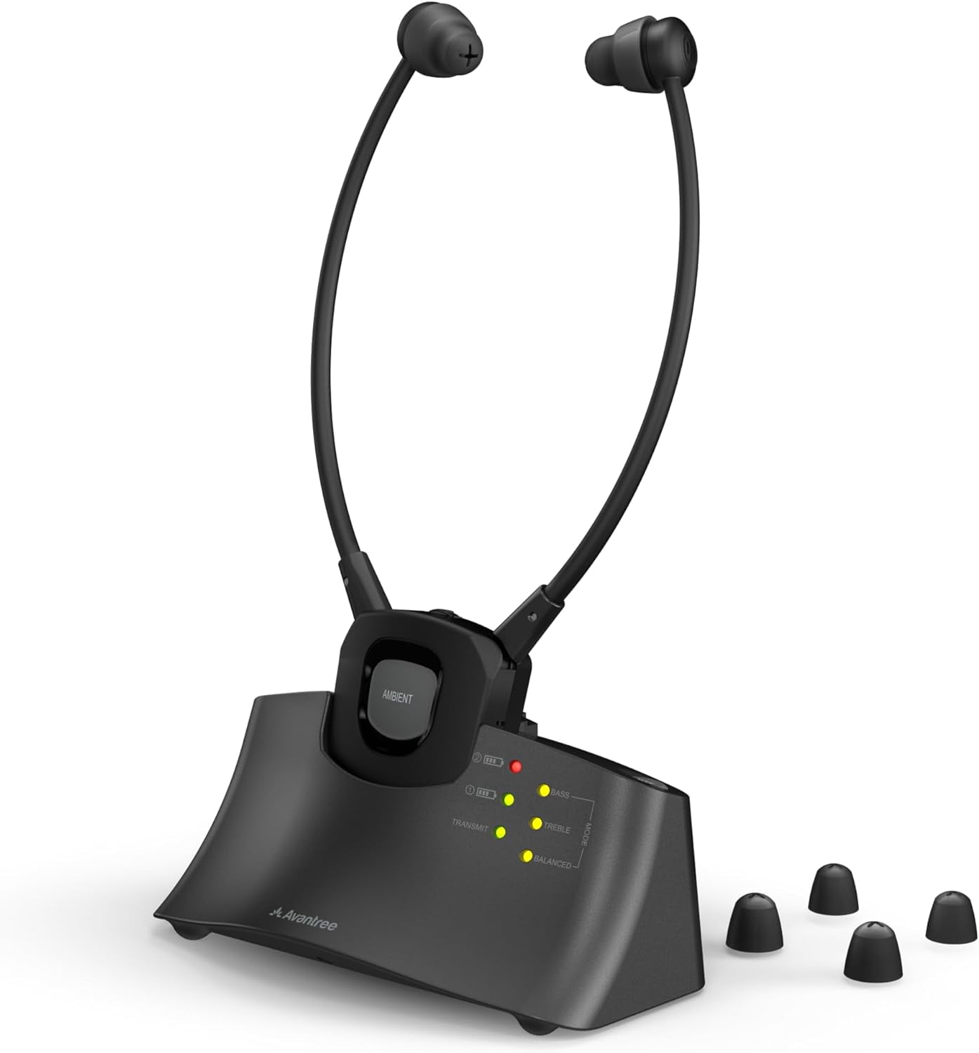 Avantree HT381 Wireless TV Earbuds Headphones for Seniors and Hard of Hearing Voice Clarification L R Balance Volume Control Ambient Mode Connect Both Digital Analog Televisions Walmart