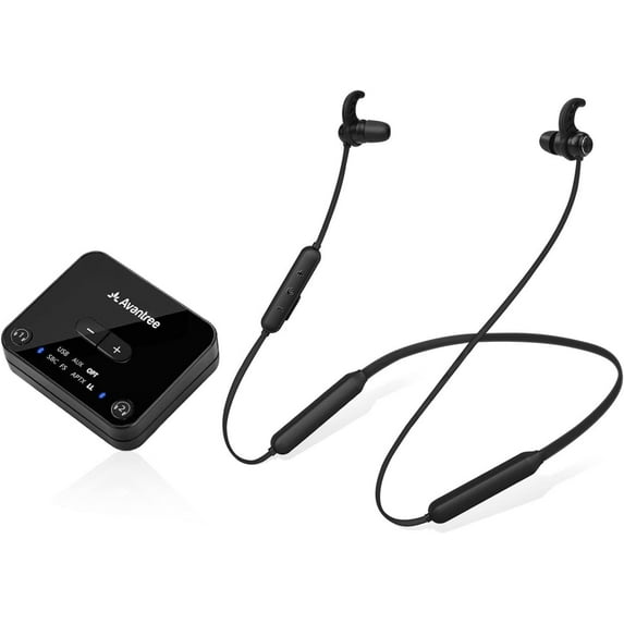 Avantree HT4186 Wireless Headphones Earbuds for TV Watching, Neckband Earphones Set