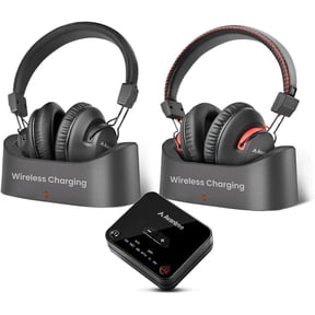 Avantree HT41899 Plus 2 - Dual Bluetooth 5.3 Wireless Headphones for TV with Transmitter and Charging Docks, aptX Adaptive & Low Latency, Compatible with TVs with Optical or 3.5mm AUX