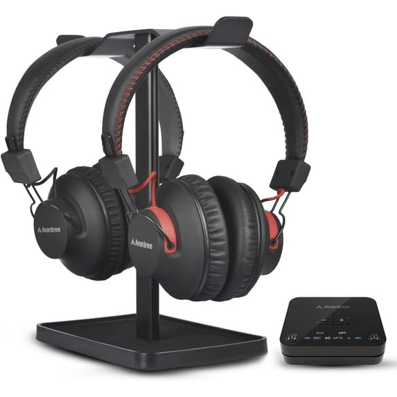 Avantree HT41899 Plus - Dual Qualcomm-Powered Bluetooth 5.3 Headphones & Transmitter for Wireless TV Watching with aptX Adaptive, Individual Volume Controls, Optical Support, and Long 50hr Playtime