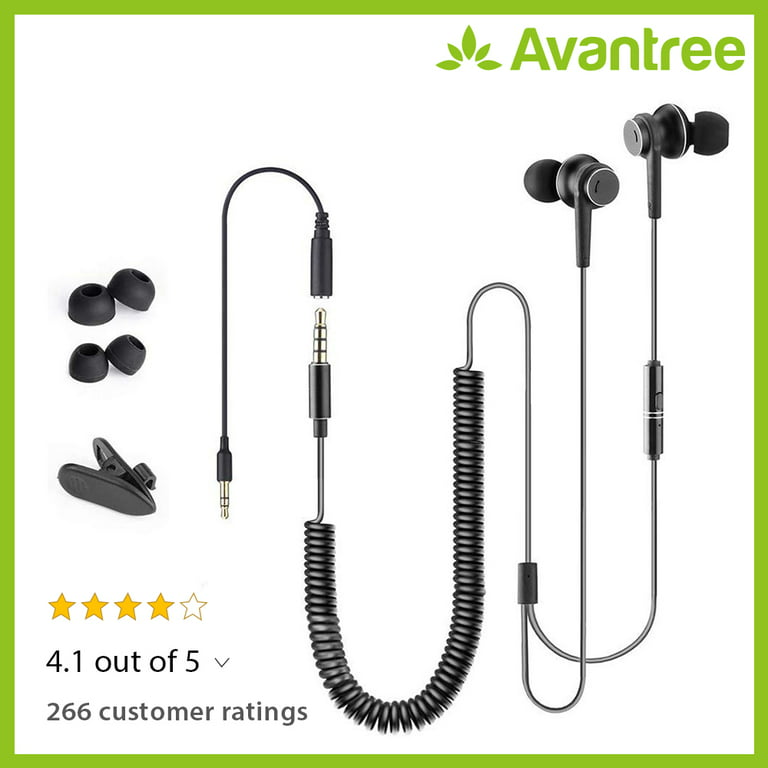 Avantree HF027 - Auriculares de cable largo para TV y PC, cable de  extensión de 18 pies con micrófono y cable de bobina de resorte extralargo