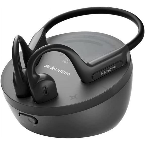 Avantree Medley Air - Wireless Earbuds for TV Listening with Clear Dialogue, Open-Ear Design for Surrounding Awareness, Bluetooth Transmitter & Headphones Charging Dock 2 in 1, Soundbar Passthrough
